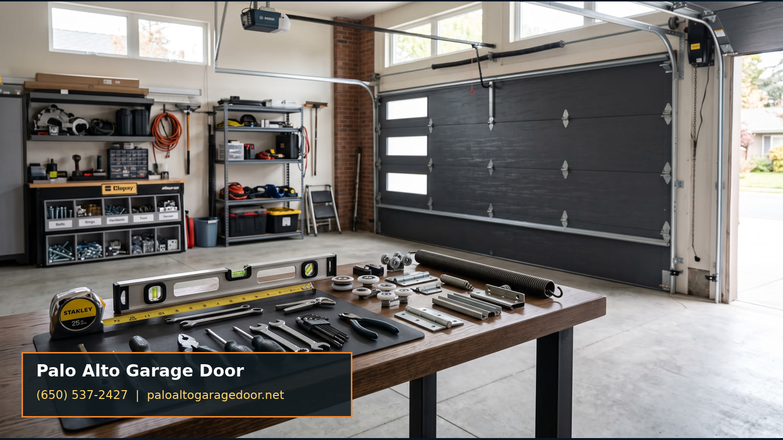 Modern garage door on a Palo Alto home