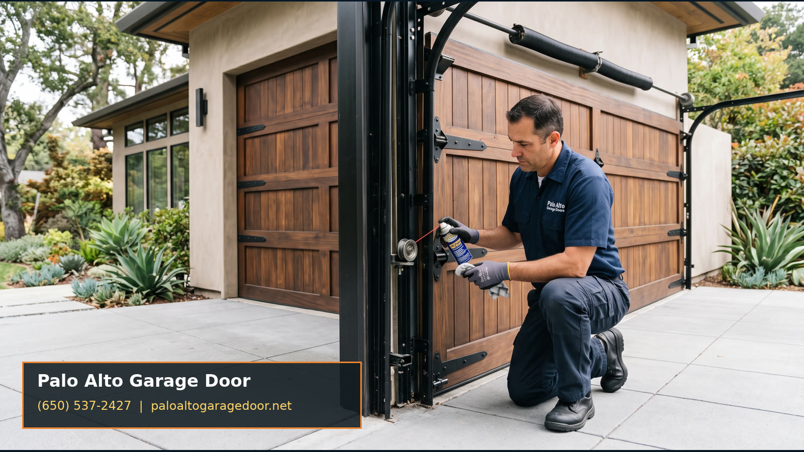Modern garage door on a Palo Alto home
