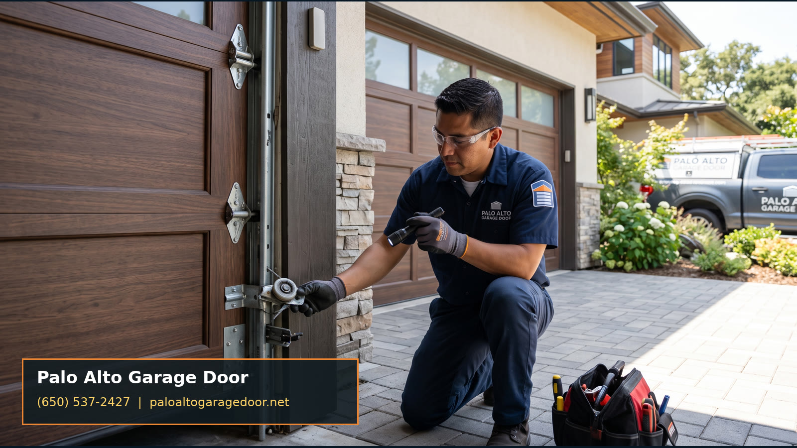 Modern garage door on a Palo Alto home