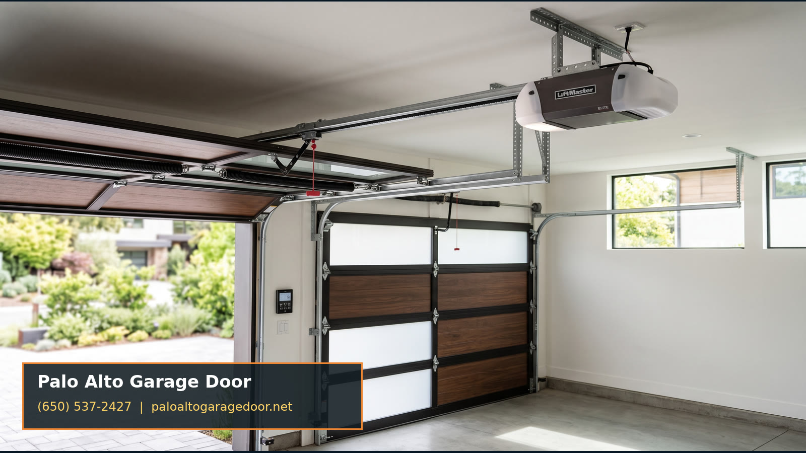 Modern garage door on a Palo Alto home
