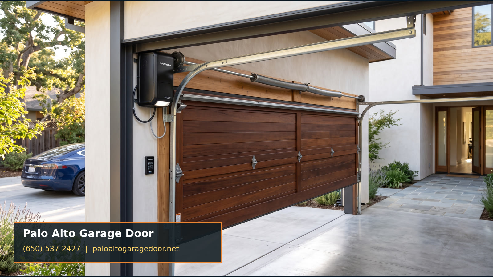 Modern garage door on a Palo Alto home