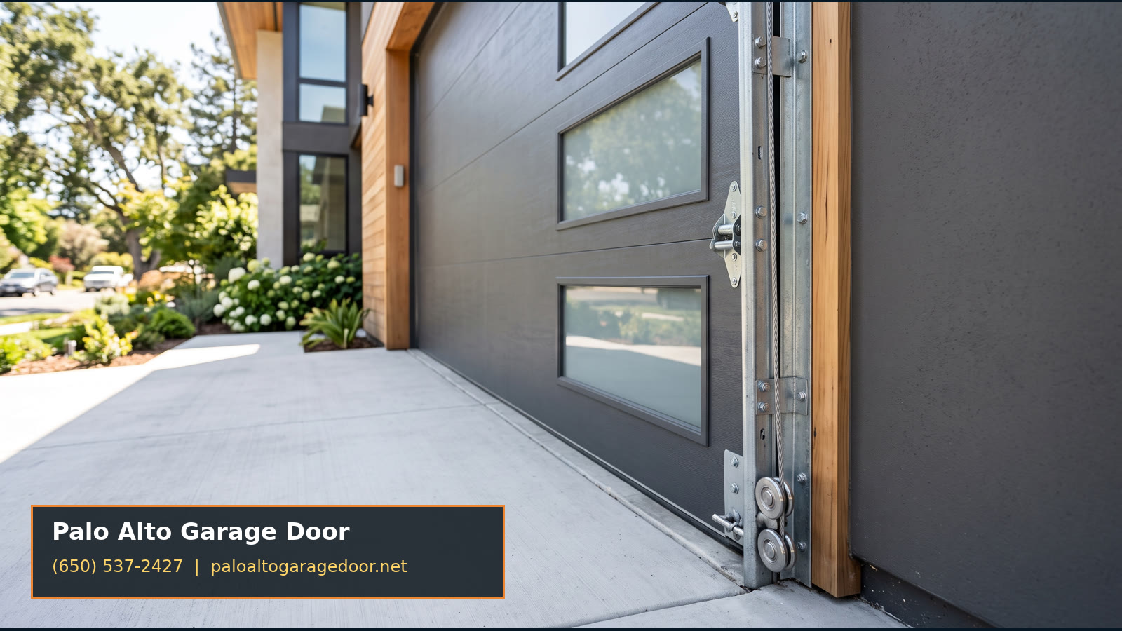 Modern garage door on a Palo Alto home