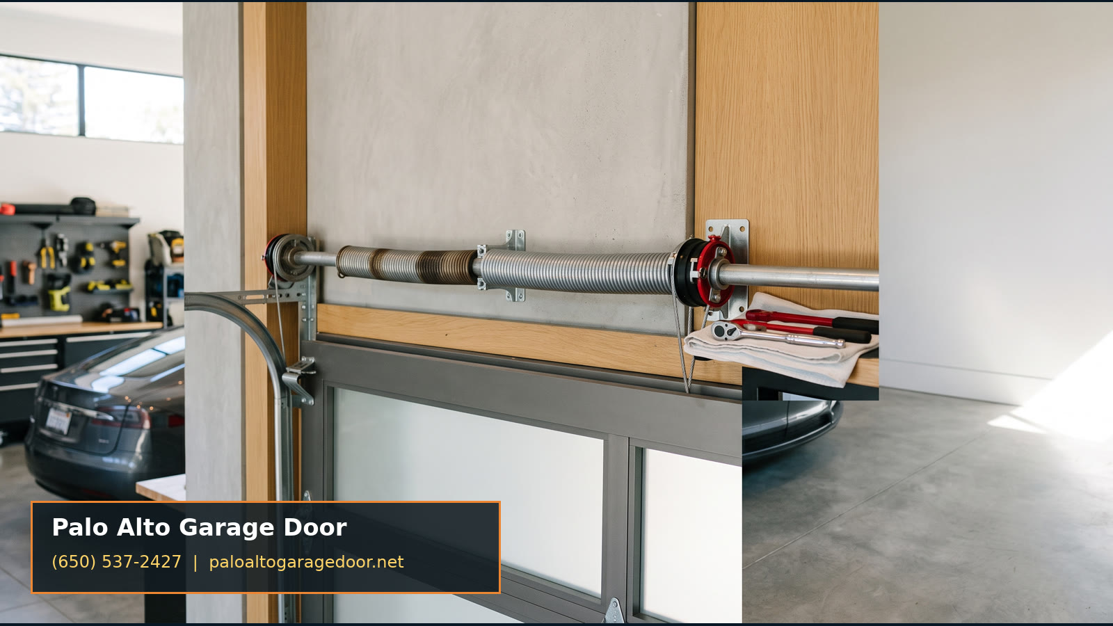 Modern garage door on a Palo Alto home