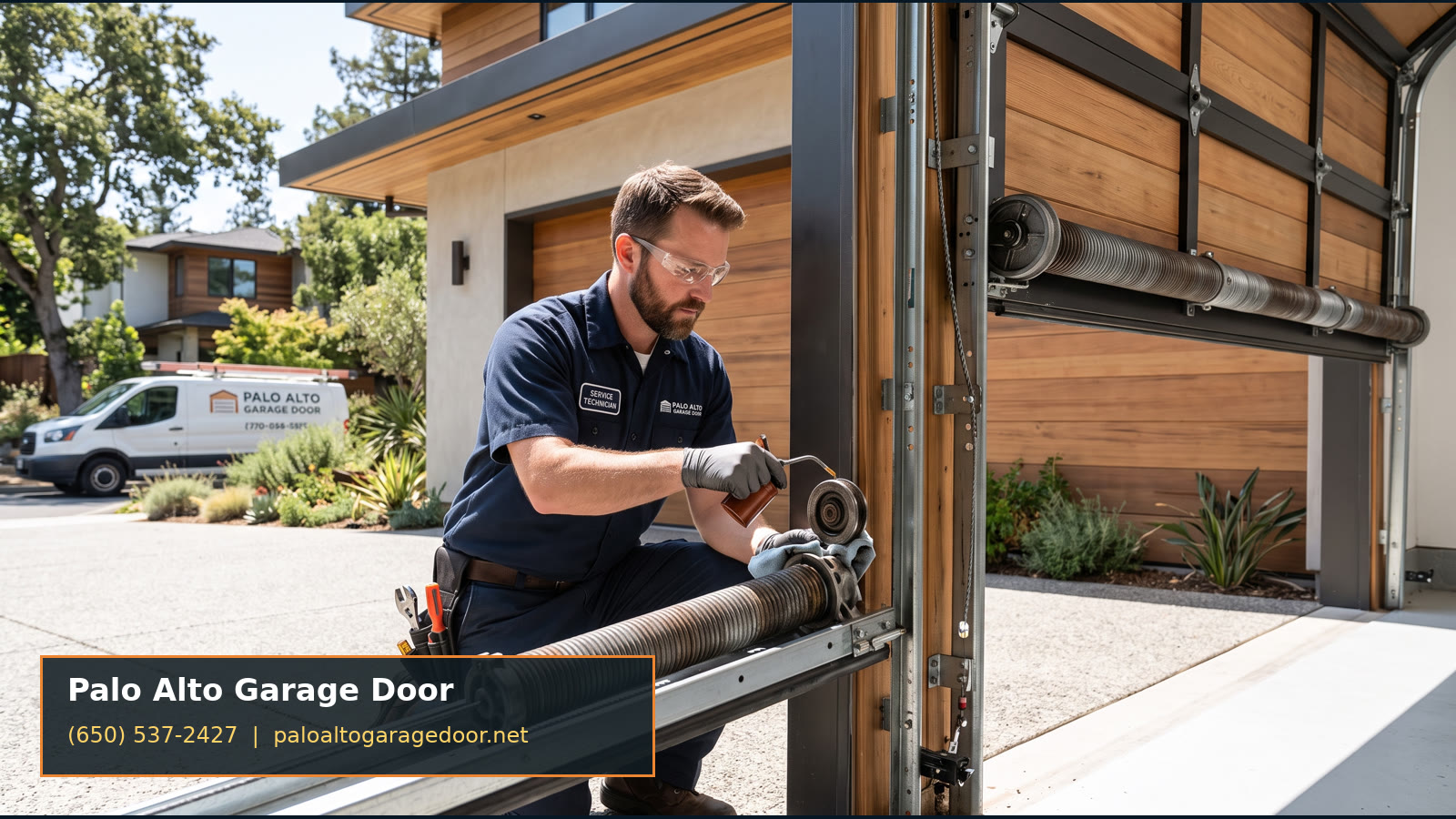 Modern garage door on a Palo Alto home