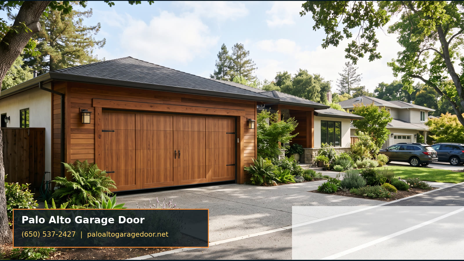 Modern garage door on a Palo Alto home