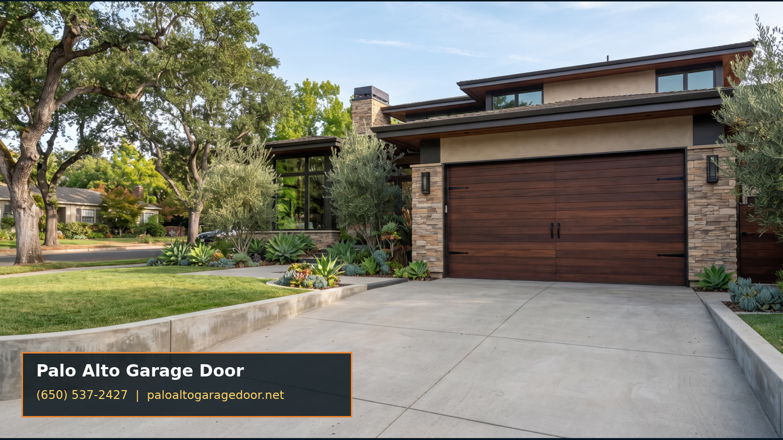 Modern garage door on a Palo Alto home
