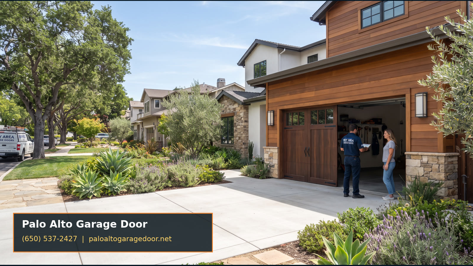 Modern garage door on a Palo Alto home