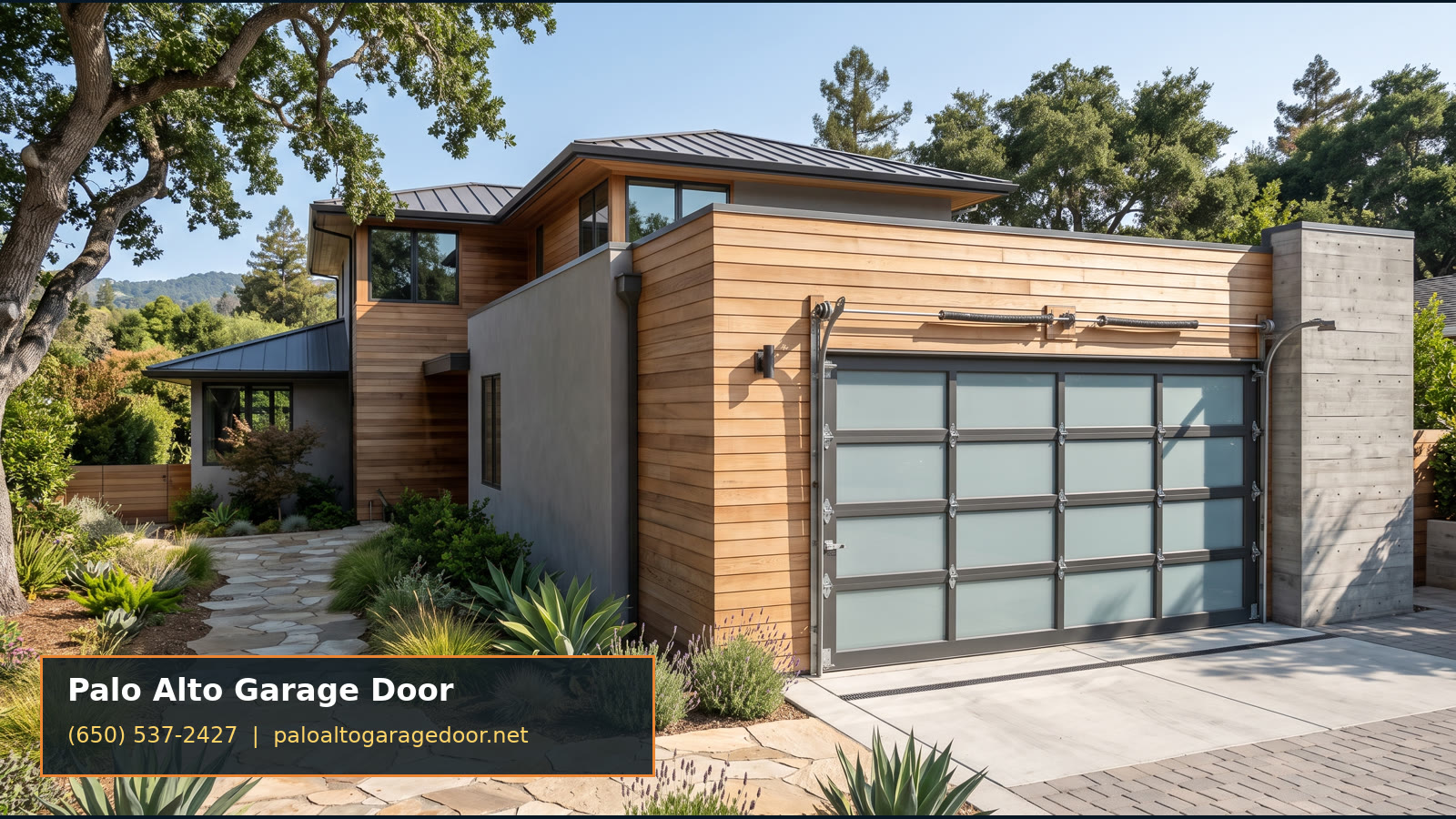 Modern garage door on a Palo Alto home