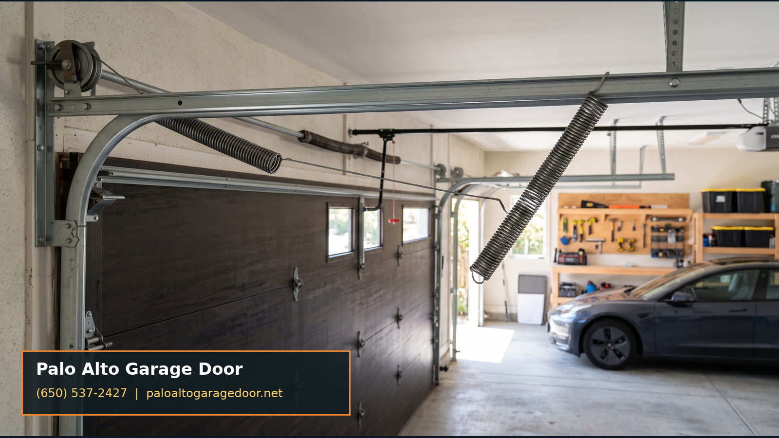 Modern garage door on a Palo Alto home