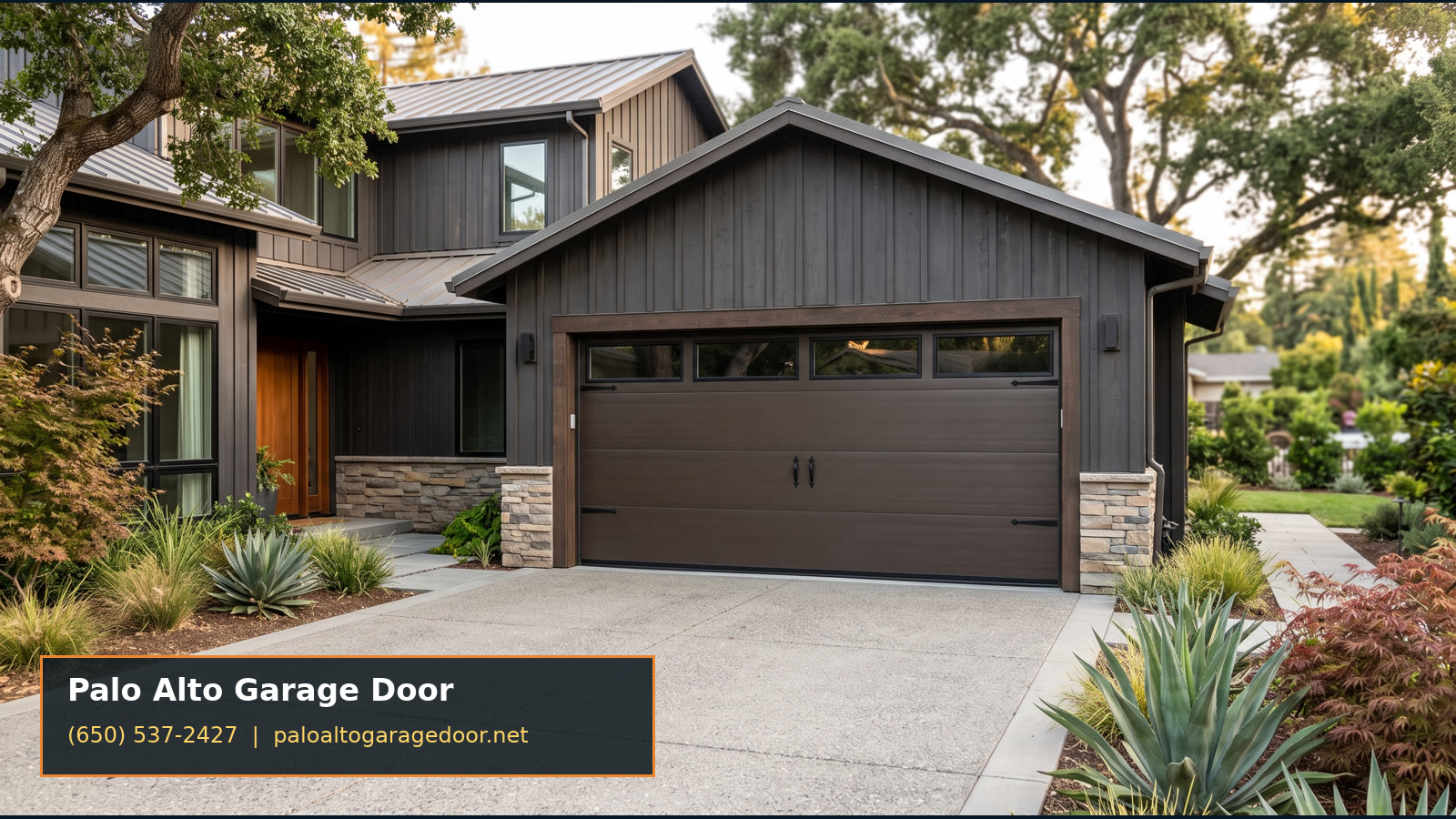 Modern garage door on a Palo Alto home